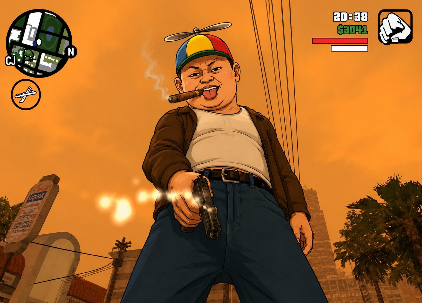 $RETARD: san andreas. wanted level 5. cigar lit.